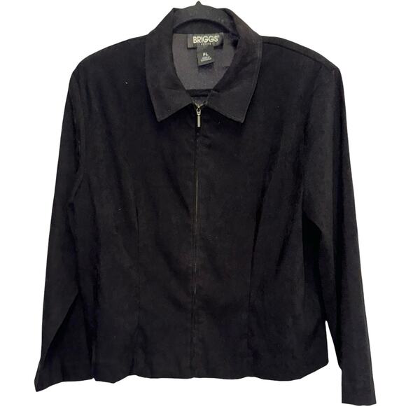 Briggs Petite Black Faux Suede Full Zip Blazer - Picture 1 of 5